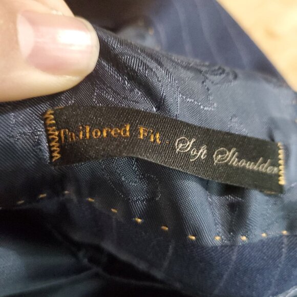 Jos. A. Bank Suit Mens 48R 43x28 Navy Blue Pinstriped Wool Reserve Two Piece - Picture 5 of 16